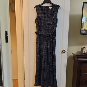 Elegant Black and White Polka Dot Calvin Klein Jumpsuit